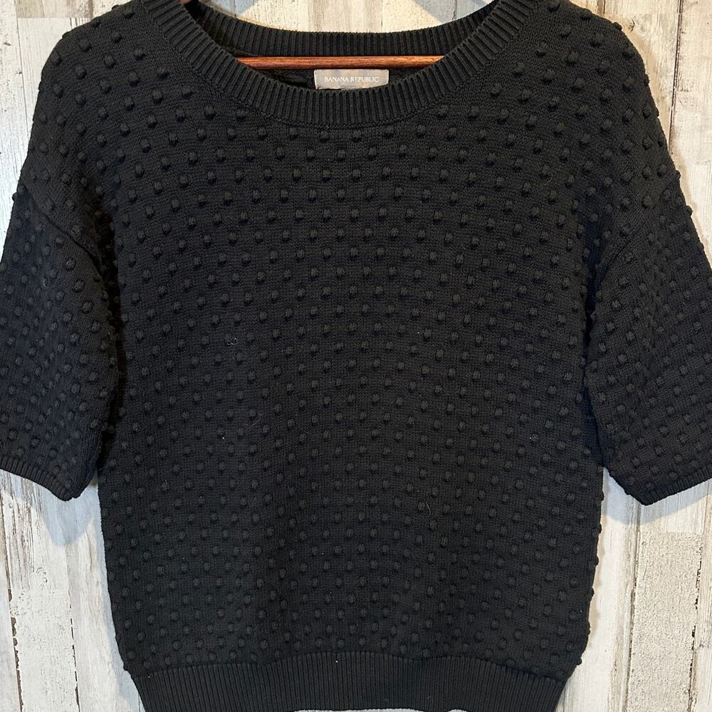 Banana Republic Black Textured Crew Neck Sweater